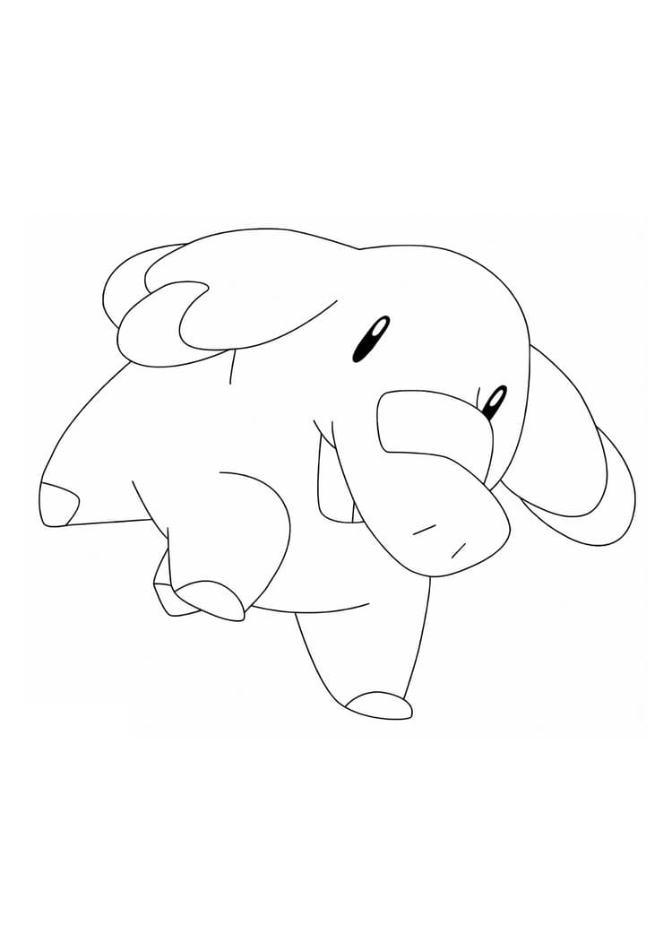 Coloriage Phanpy (A4) à imprimer